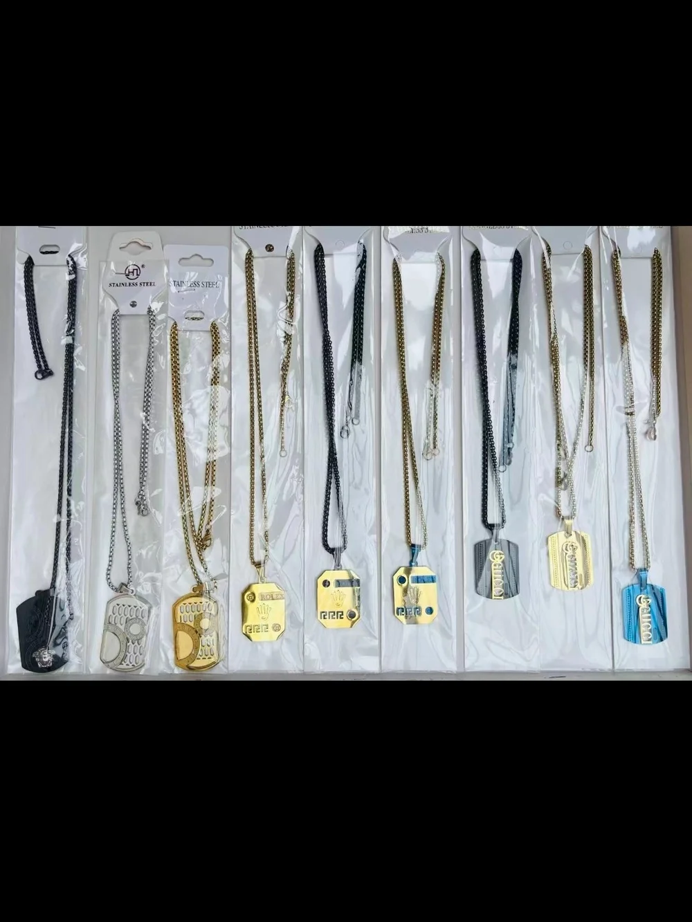 Othr Mixed Gold and Silver Stainless Steel Dog Tag Necklace Collection